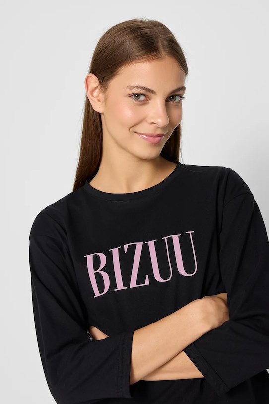 

Длинный рукав хлопковая пижама Сара Bizuu, черный