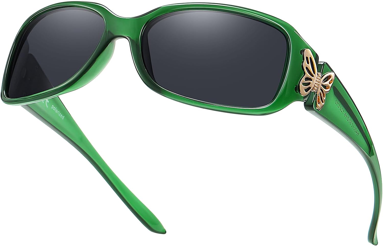 

Женские поляризованные солнцезащитные очки HAOLOTA - модный дизайн в форме бабочки с обтекаемой формой и защитой от УФ-излучения UV400, A08 Transparent Green Frame/Grey Lens