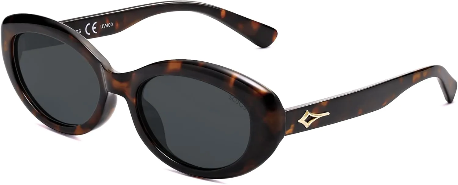 

SOJOS Модные овальные поляризованные солнцезащитные очки для женщин в стиле ретро, ​​маленькие «кошачий глаз», солнцезащитные очки 90-х годов SJ2322, Tortoise