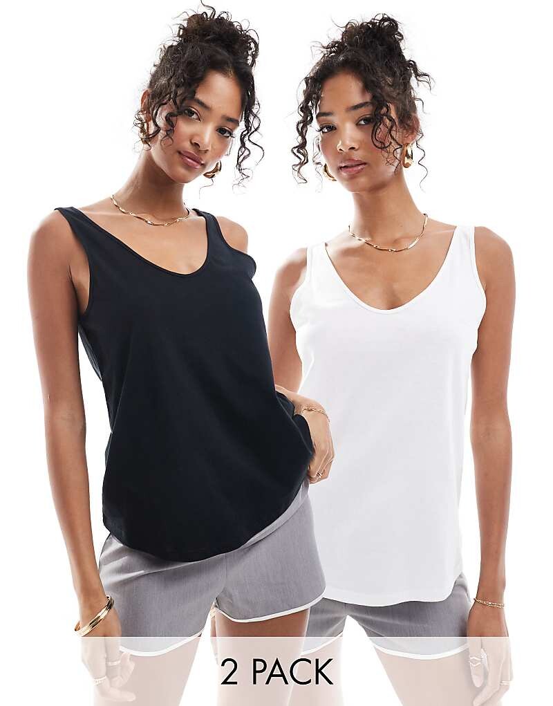 

ASOS DESIGN – Ultimate – - 2 пары хлопковых топов на бретельках - МУЛЬТИ