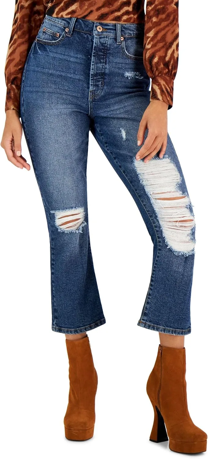 

Celebrity Pink Juniors рваные укороченные клешеные джинсы