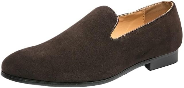 

Мужские классические кожаные лоферы, деловая замша, без застежек, нескользящие и износостойкие, для повседневной носки, вечеринок, свадеб Zestrelax, коричневый