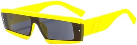 

2027 Белые и черные прямоугольные солнцезащитные очки для женщин в стиле панк, цельные солнцезащитные очки, модные очки конфетных цветов MTZJH, C5 Yellow Grey