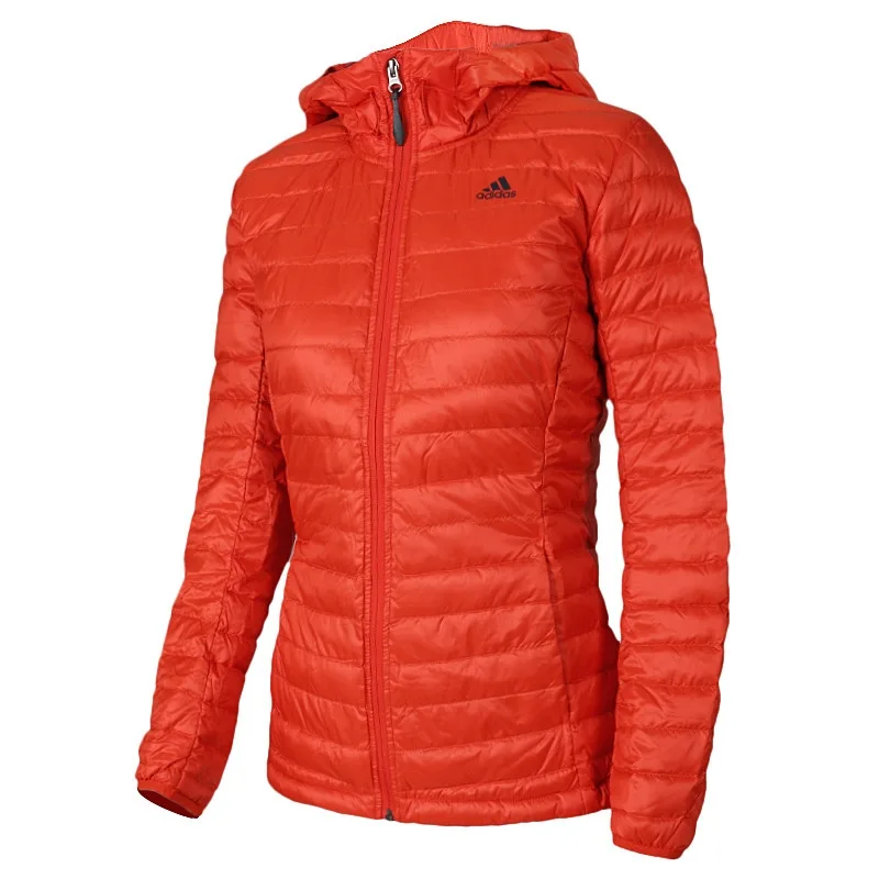 Adidas Пуховик Women's Orange Hooded Non detachable Moderate