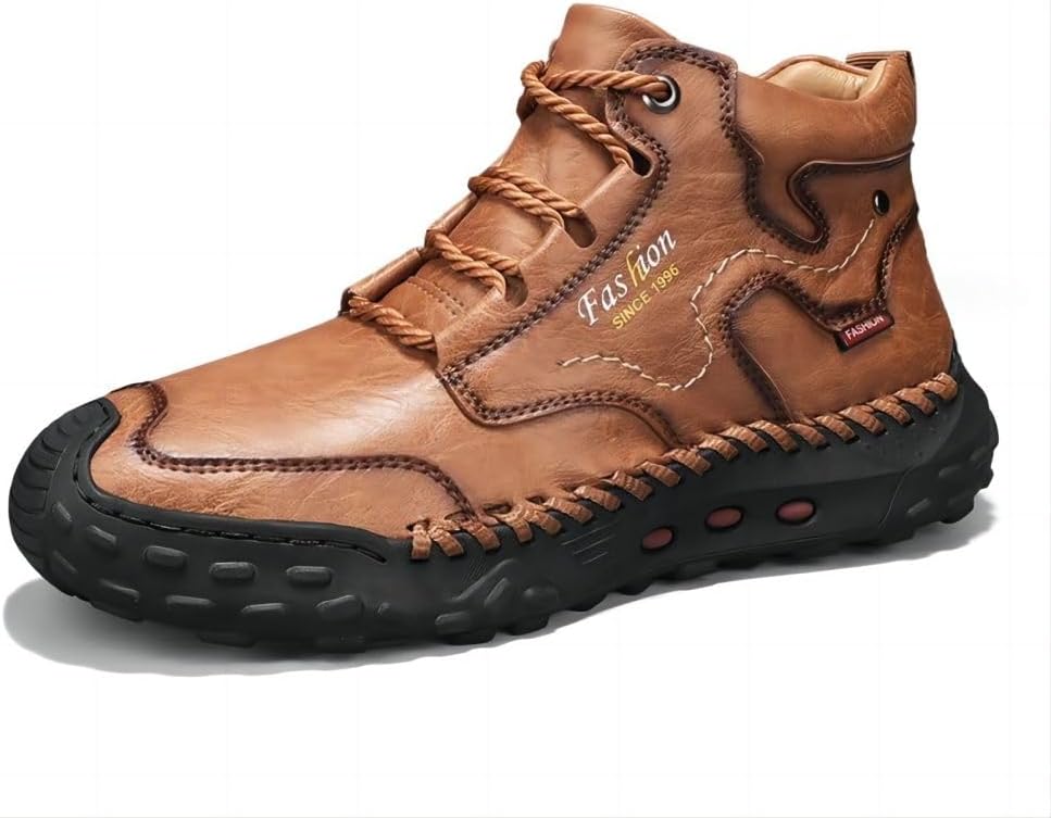 

Мужские повседневные кожаные ботинки для активного отдыха, легкие, удобные, дышащие, противоскользящие, средние по высоте, на щиколотку Asifn, хаки