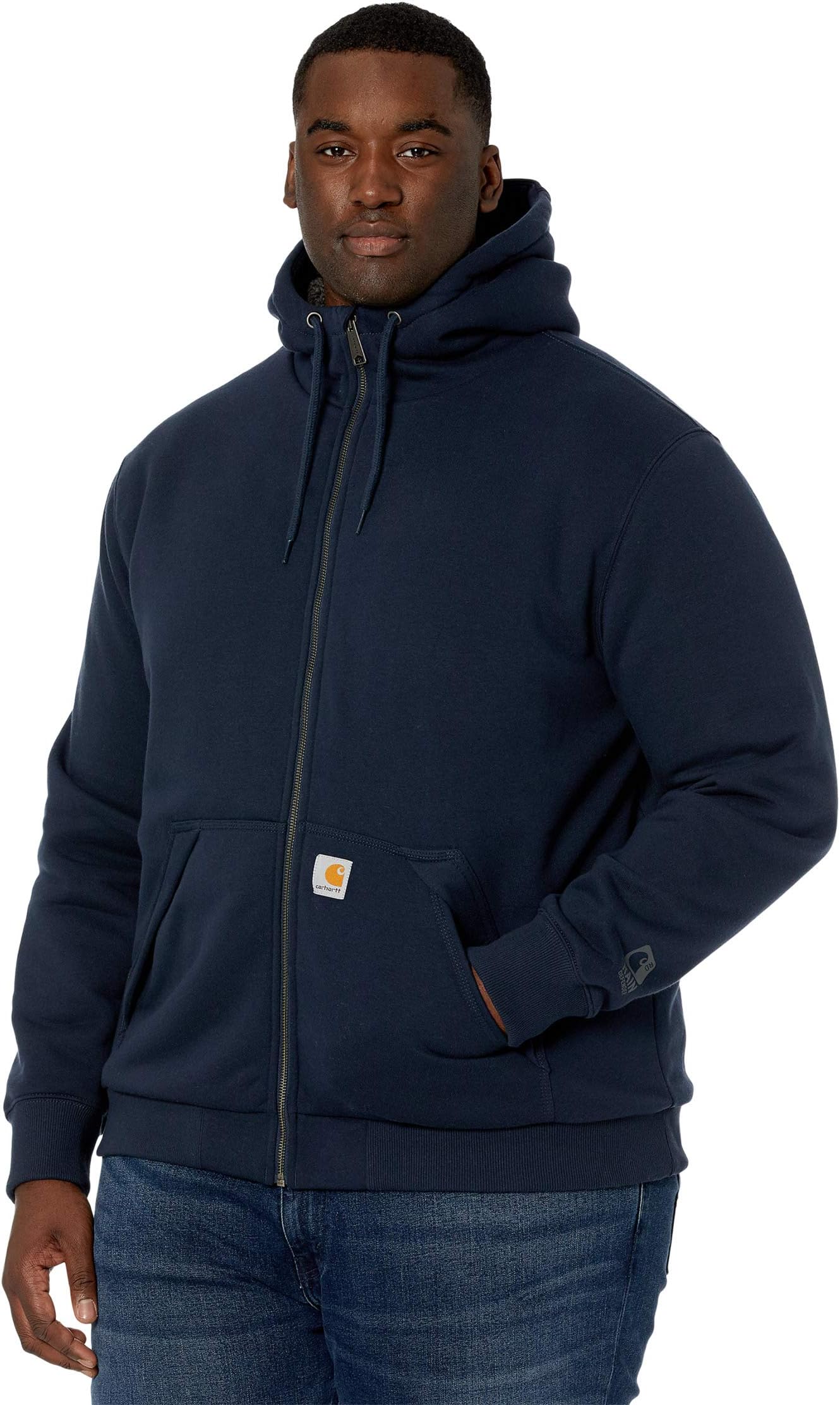 

Толстовка Carhartt Rain Defender Rockland Sherpa Lined Full Zip Hooded Sweatshirt, цвет New Navy