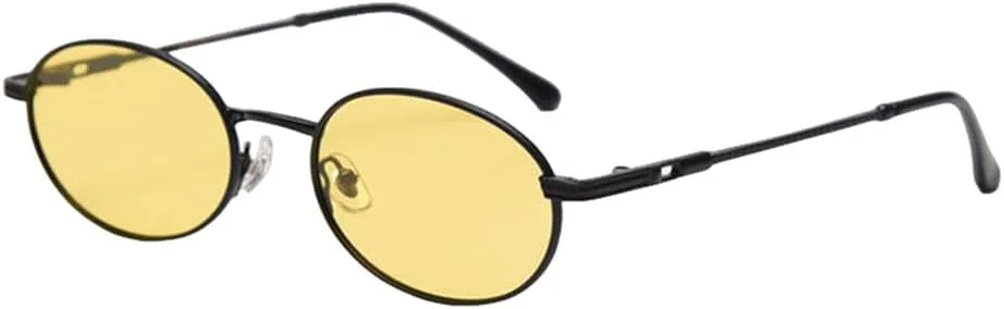 

Ретро овальные очки для мужчин, защита от УФ-излучения UV400, золотистые, маленькие, солнцезащитные очки для женщин, металлические VFDHN, Black With Yellow