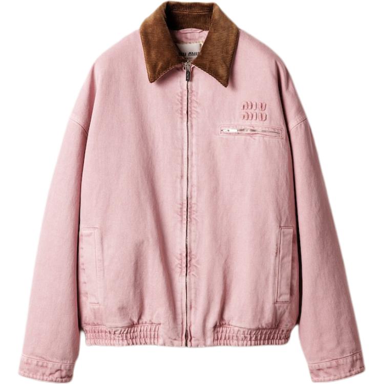 

пуховик с вельветовым воротником на подкладке MIU MIU, розовый