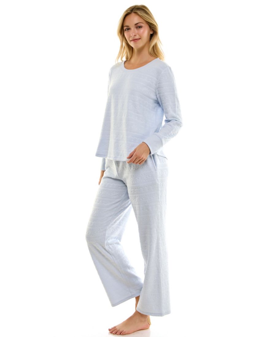 

Женский комплект из двух предметов: топ с длинными рукавами и принтом, прямые брюки Roudelain, Dashing Fairisle/ Heather