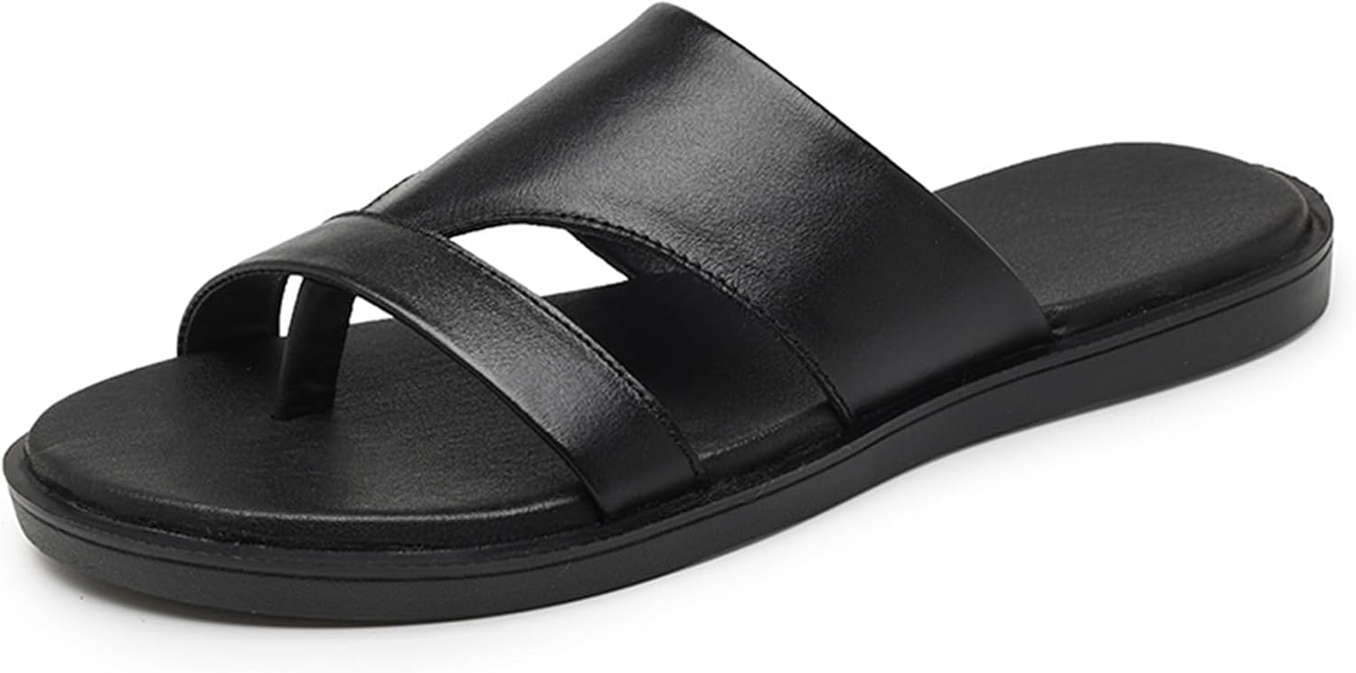 

Мужские сандалии Abborora из натуральной кожи для улицы, модные мужские тапочки, черный