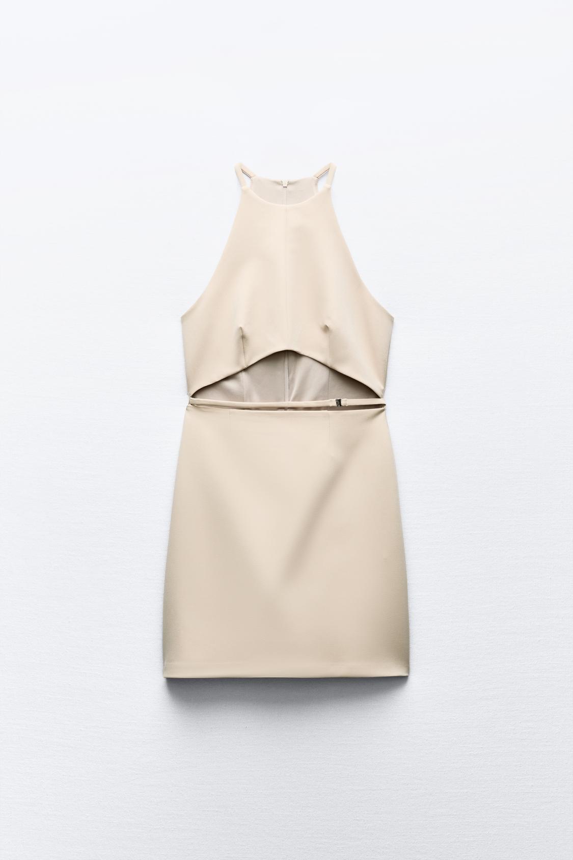 

Платье Zara Short With Cut-out Detail, бежевый