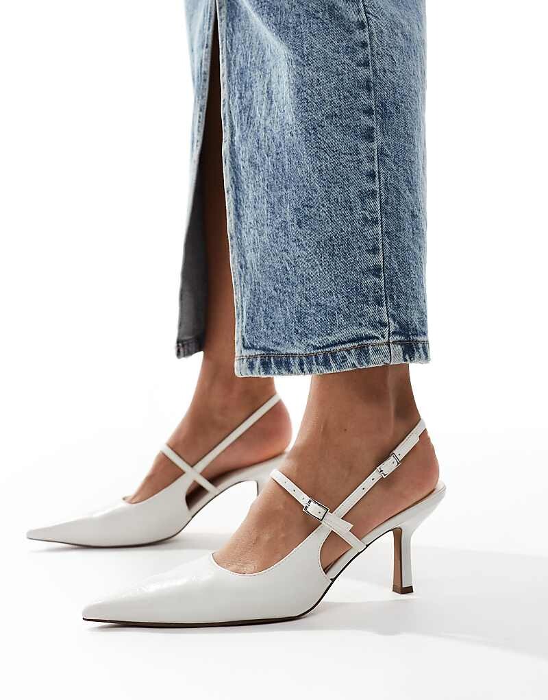 

ASOS DESIGN – Swipe – Белые туфли Мэри Джейн на среднем каблуке