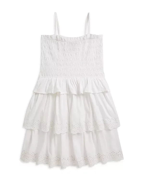 Платье из хлопкового трикотажа со сборками - для детей постарше Ralph Lauren, White