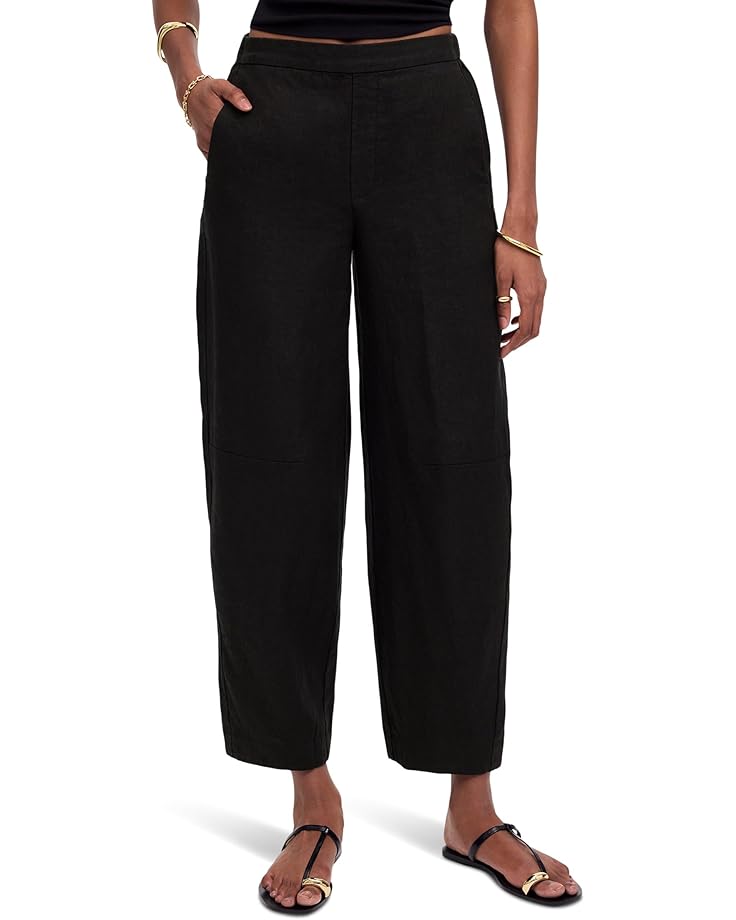 

Брюки Madewell Barrel Flat Front E-back Linen Pull On, цвет Jet Black