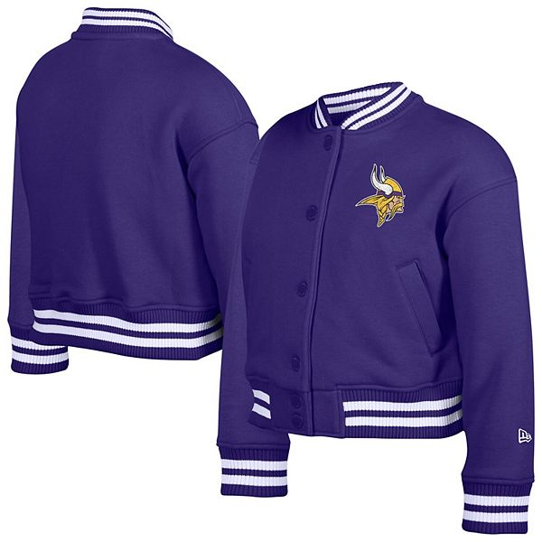 Детская фиолетовая куртка Minnesota Vikings с аппликацией из синели на молнии New Era — фото 2