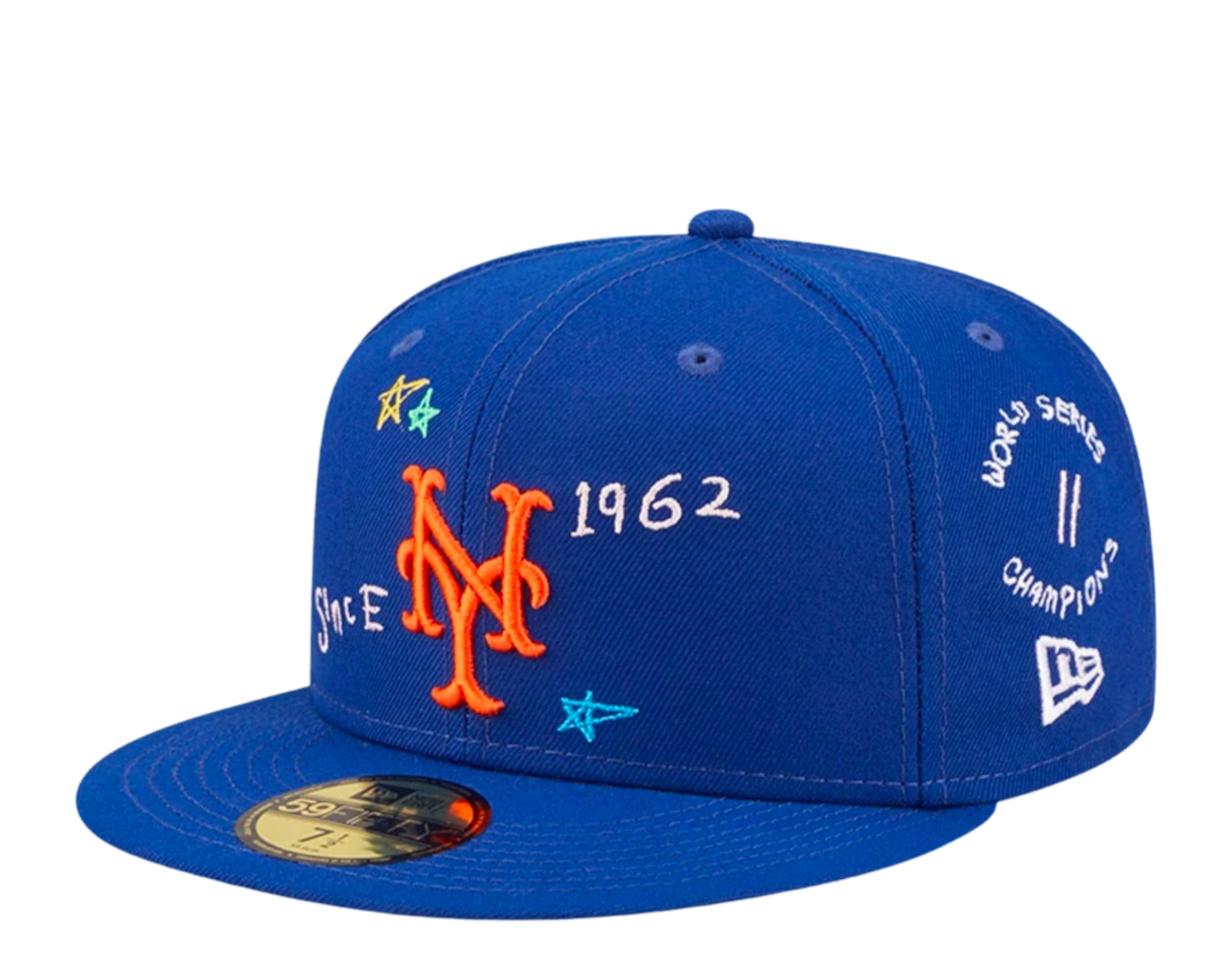 

Кепка New Era 59Fifty MLB New York Mets Scribble синяя облегающая 60243717