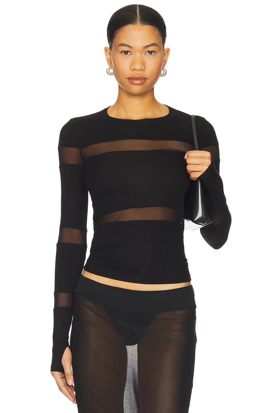 

Длинный обтягивающий топ с длинным рукавом Michael Lauren, black