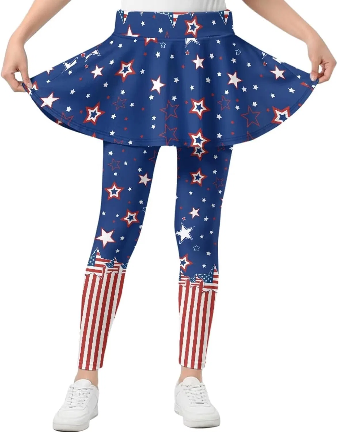 Леггинсы с юбкой 2-в-1 для девочек, Yatixapu, American Flag