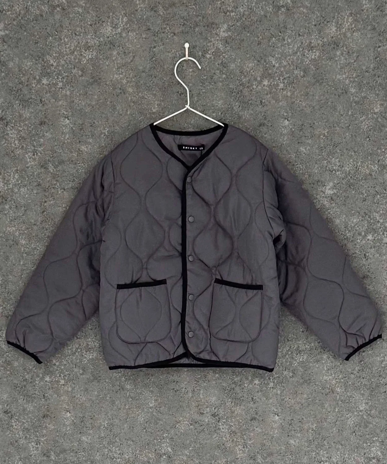 Куртка без воротника стёганая Micro Taffeta бежевая — фото 4