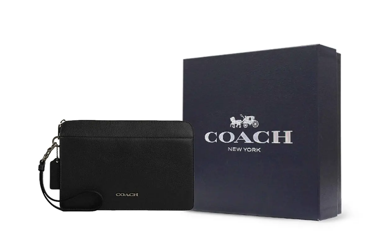 

COACH Кожаная клатч среднего размера мужская черная