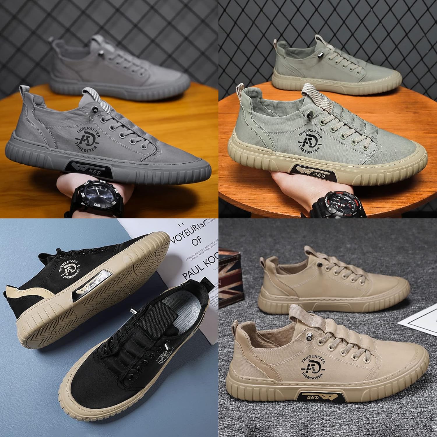 Мужские кроссовки AngryMonkey Hopomart Summer Casual, дышащие, для лета, новые 2022 года, для активного отдыха на улице, с нескользящей подошвой, низкие спортивные для бега, серый — фото 3
