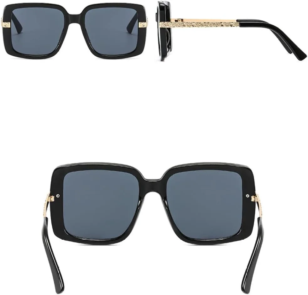 

Модные солнцезащитные очки большого размера в квадратной металлической оправе для женщин. Классические солнцезащитные очки с защитой от УФ-излучения MTZJH, Blue Gray