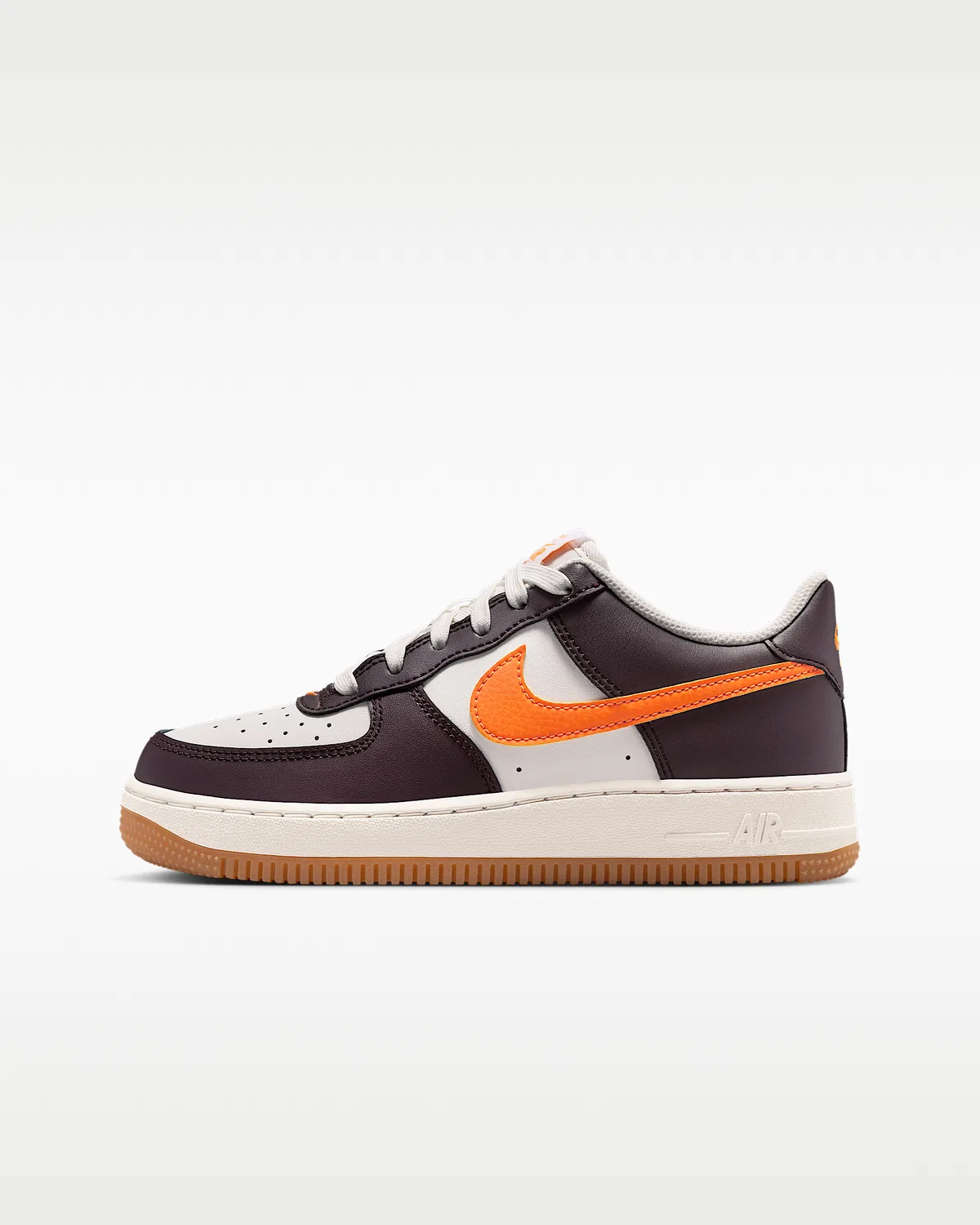 Детские кроссовки Nike Air Force 1, Summit White/Burgundy Ash/Gum Medium Brown/Total Orange