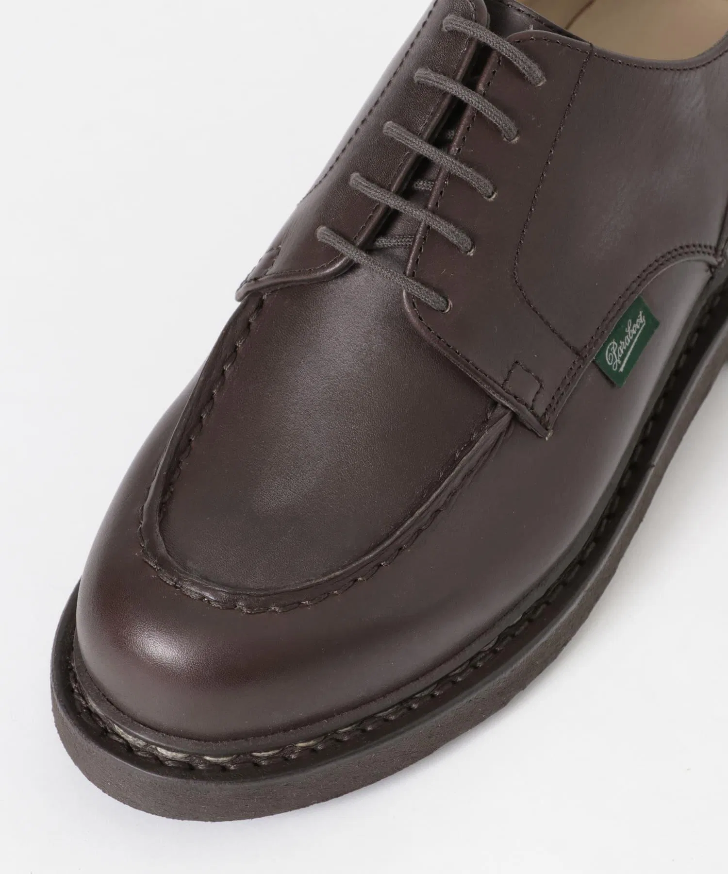 Мужские кожаные туфли U-образным мысом Paraboot Chambord темно-коричневые — фото 3