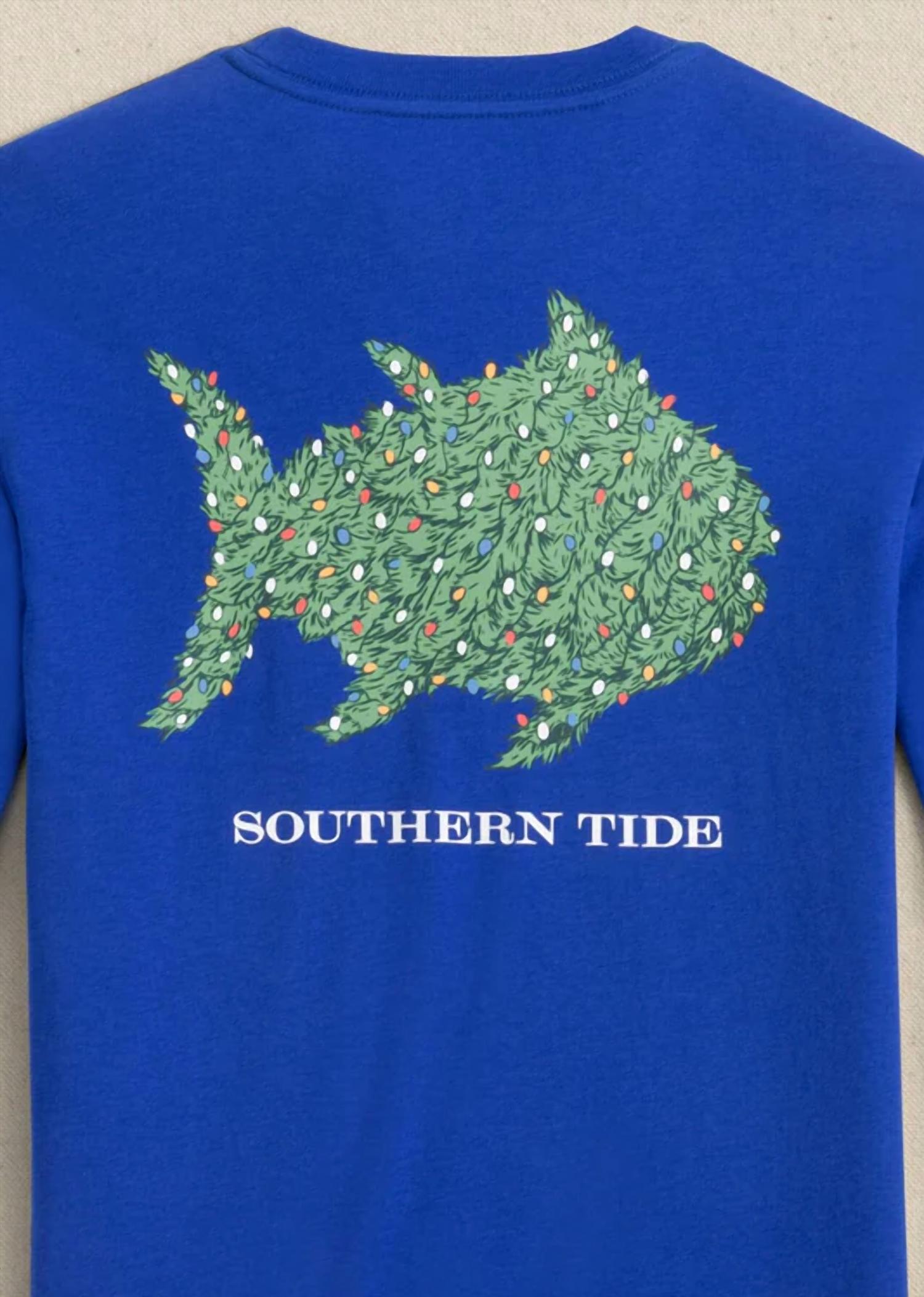 SOUTHERN TIDE Детская футболка с длинными рукавами Skipjack Lights, цвет Surf Blue — фото 3