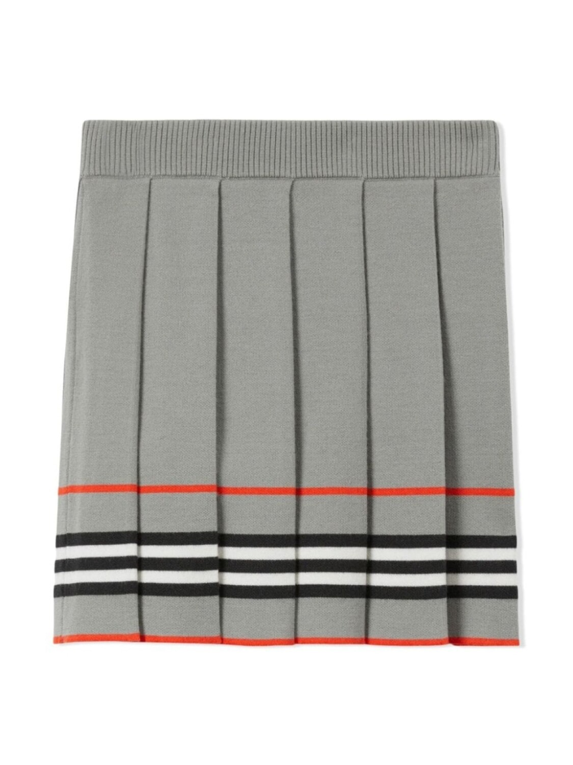 Burberry Kids плиссированная юбка мини с полосками Icon Stripe, серый — фото 2