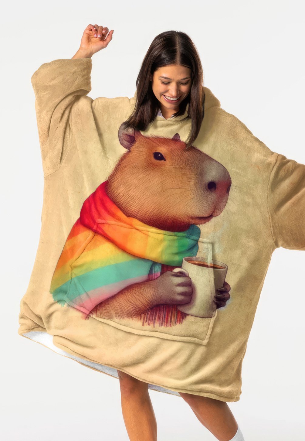 

Толстовка с капюшоном BLANKET CAPYBARA - Sweatshirt Mr. GUGU & Miss GO, бежевый