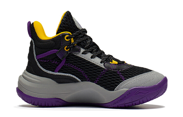 Баскетбольные кроссовки Thunder Rim MID для детей GS Mid-top черные/серые/фиолетовые Lining Young — фото 2