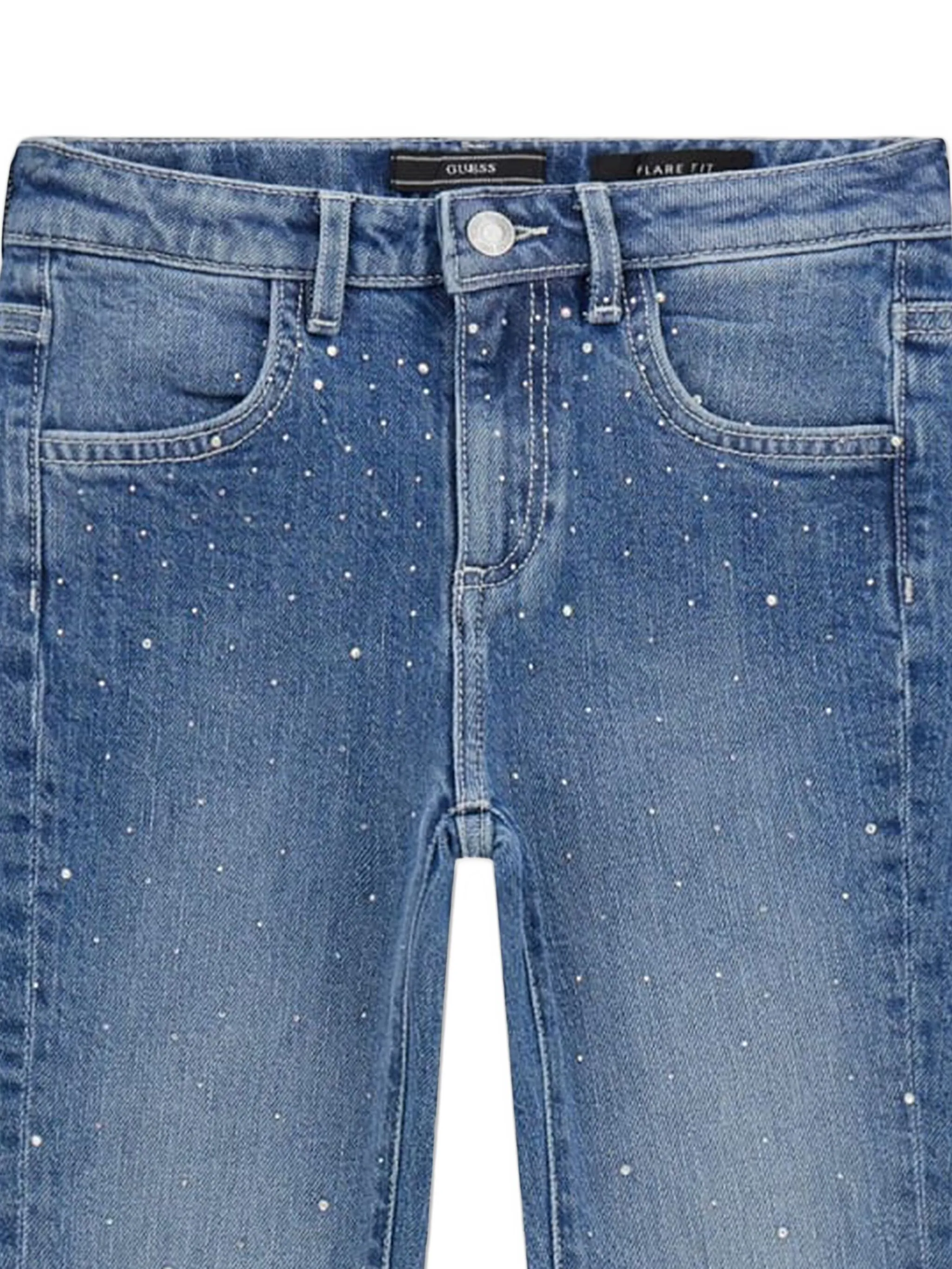 Декорированные расклешенные джинсы Guess Kids, синий — фото 4