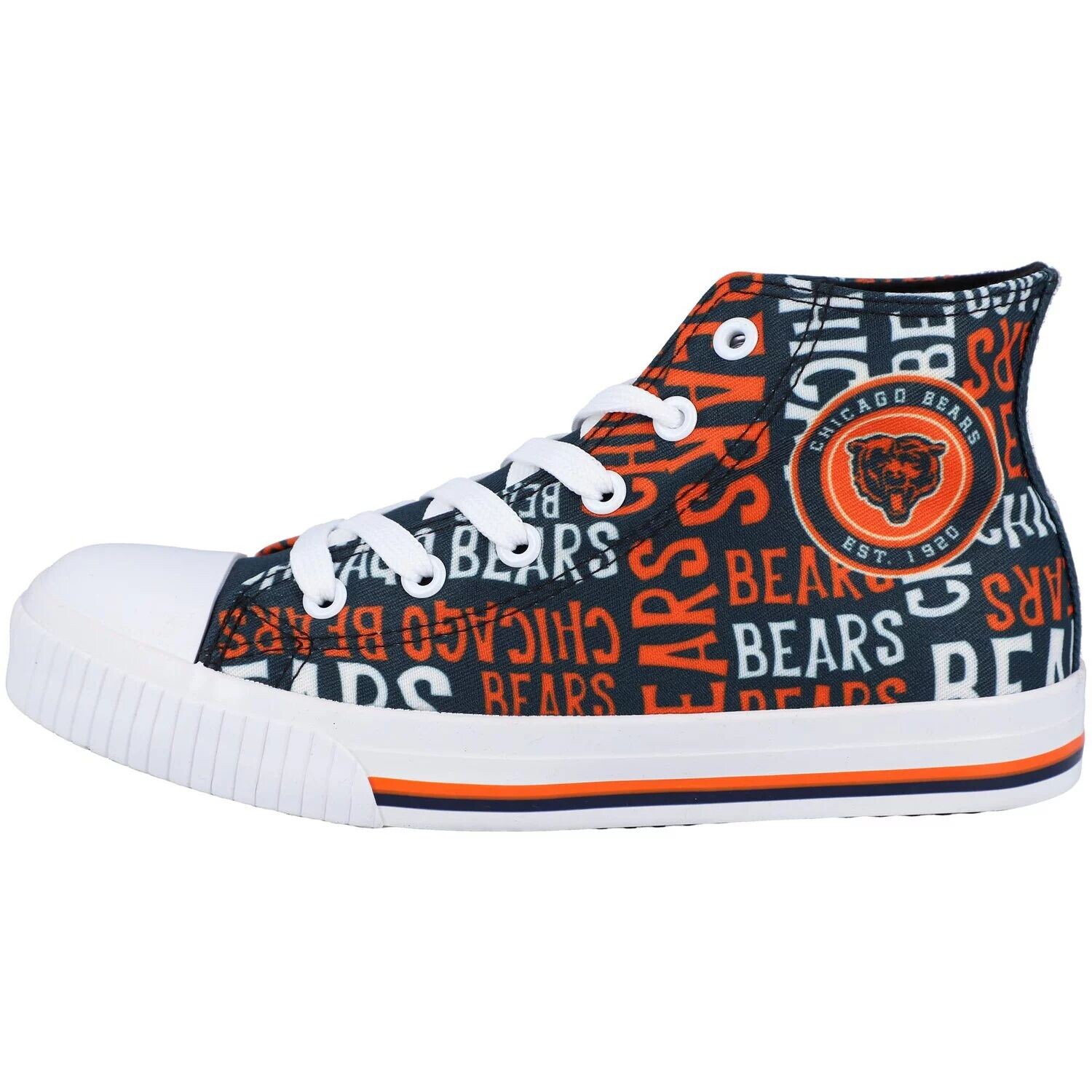 

Молодежные кеды FOCO Navy Chicago Bears с повторяющимися надписями из парусины Unbranded