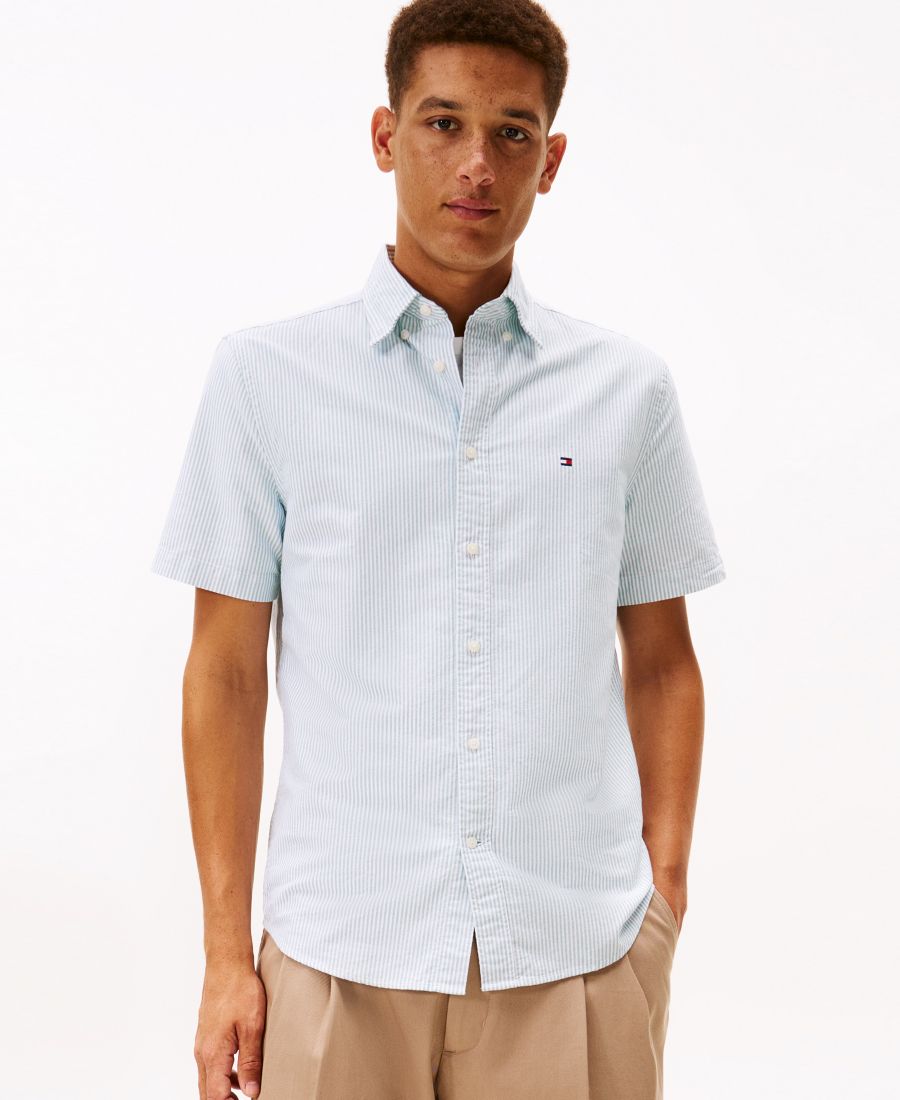 

Мужская рубашка с коротким рукавом в полоску Hertic Oxford Stripe Tommy Hilfiger, Deep Ocean / Stripe