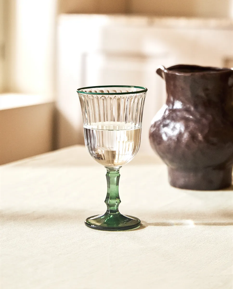 

Бокал для вина с цветной оправой Zara Home, зеленый