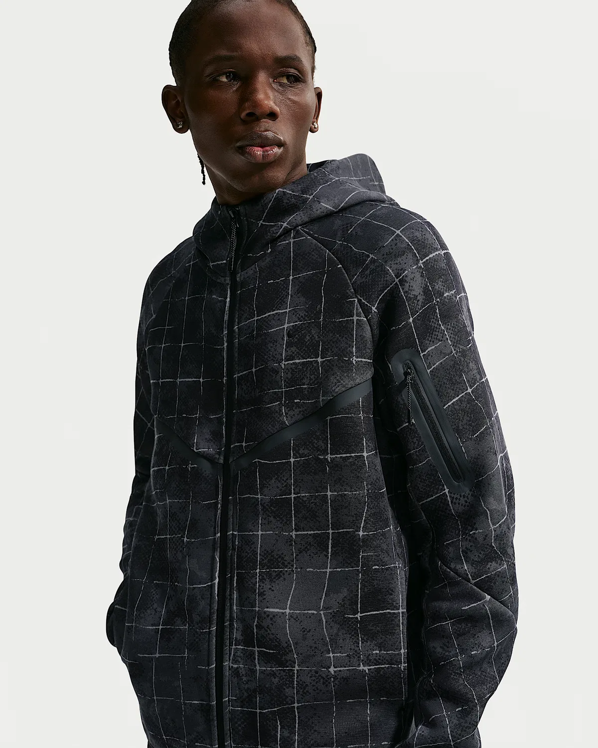 Мужская флисовая куртка на молнии Nike Tech Windrunner, Iron Grey/Black — фото 3