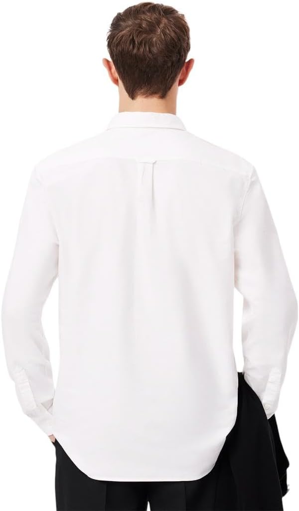 Lacoste мужская классическая оксфордская рубашка из хлопка, Blanc — фото 3