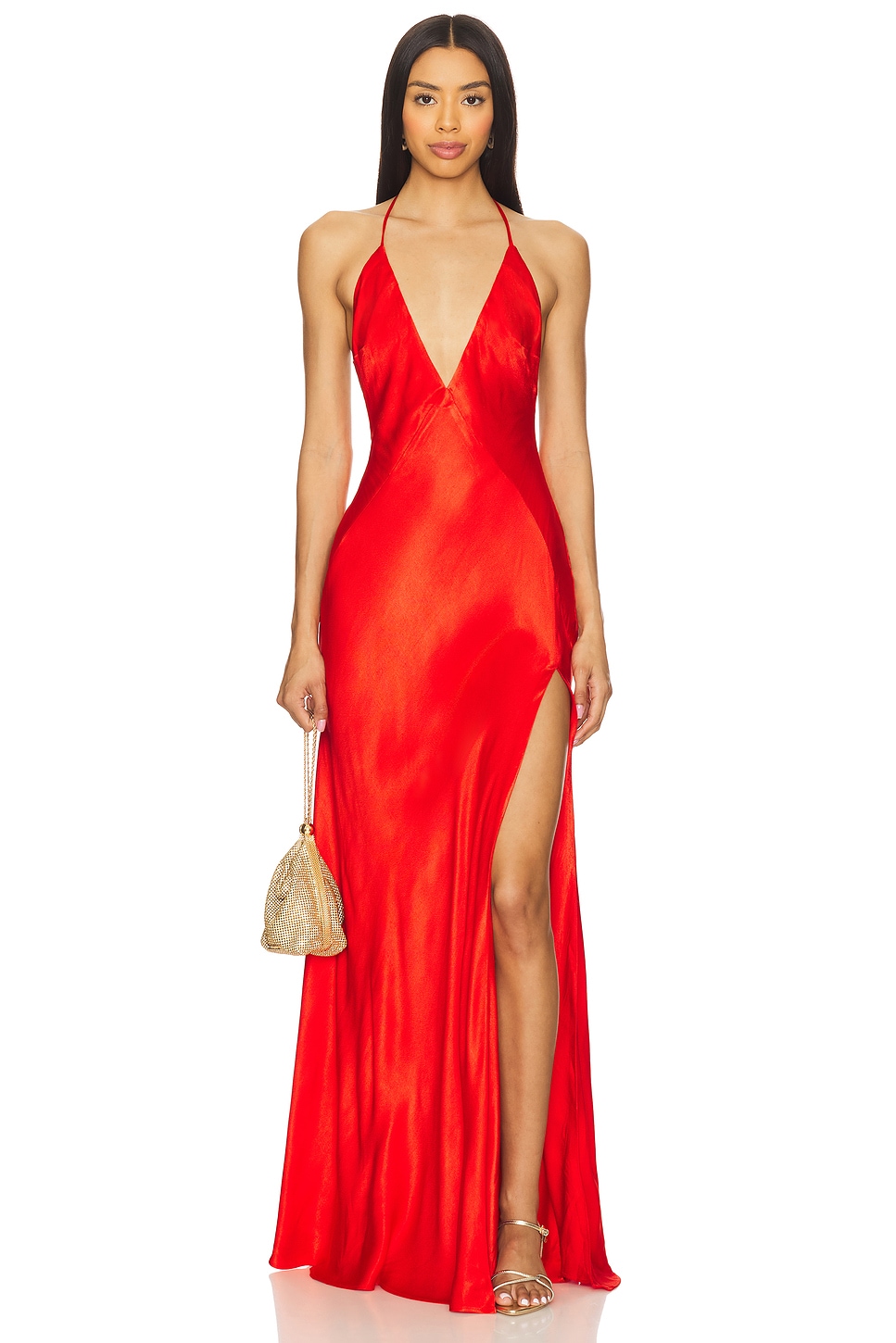 

Yve платье на шее Bardot, fire red