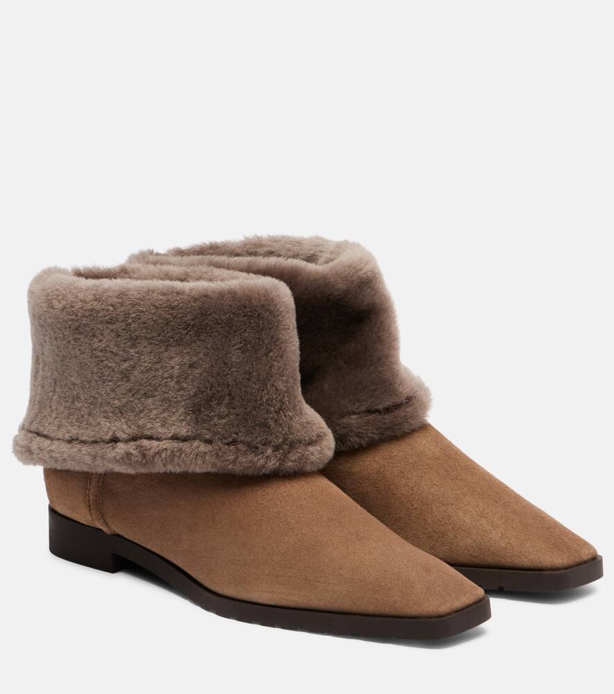 Замшевые ботинки до щиколотки с подкладкой из овчины Toteme, Taupe