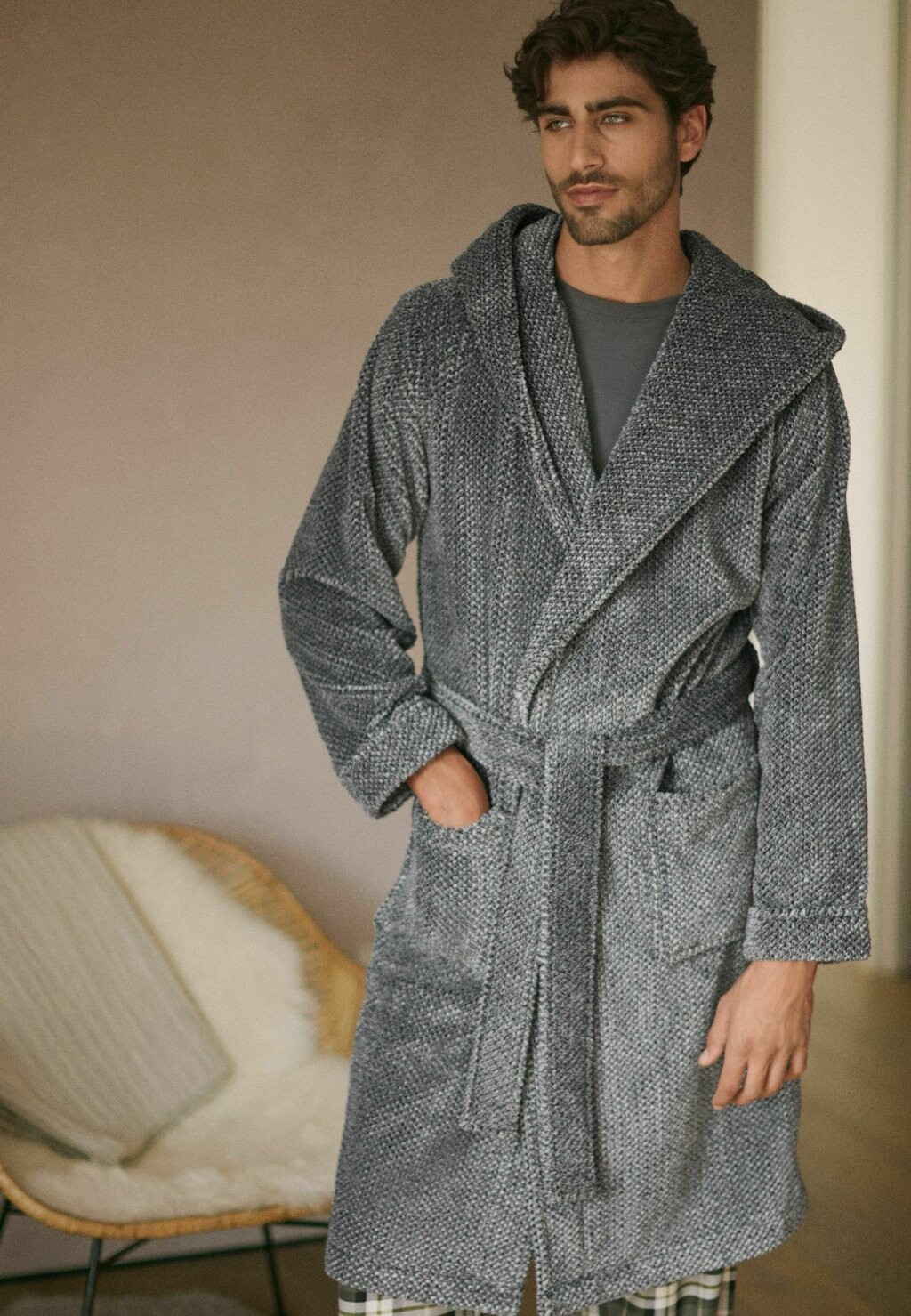 Халат Next HOODED REGULAR FIT, серый