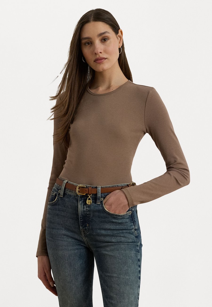 

Топ Lauren Ralph Lauren COTTON BLEND LONG SLEEVE TOP, Taupe Brown/Taupe