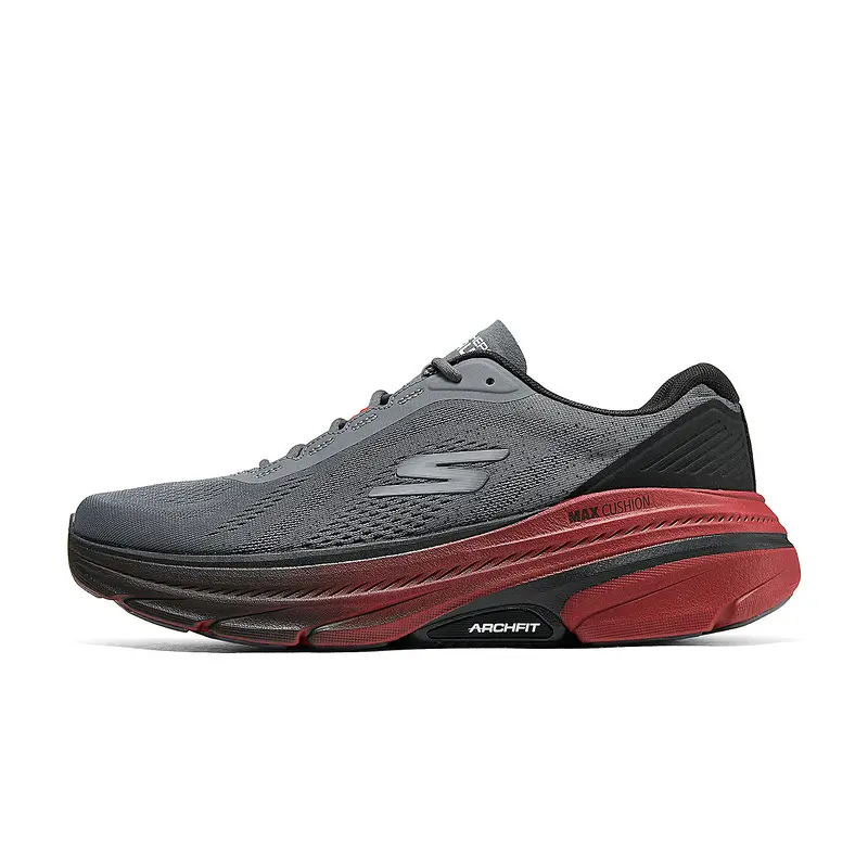 

Мужские серо-красные кроссовки Skechers с максимальной амортизацией низкие повседневные для бега