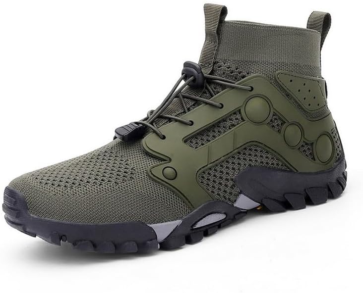 

Мужские водонепроницаемые кроссовки с высоким верхом, дышащие походные обувь, быстро сохнущие спортивные аква-куна обувь, противоскользящие для ходьбы и рыбалки Dhovor, зеленый
