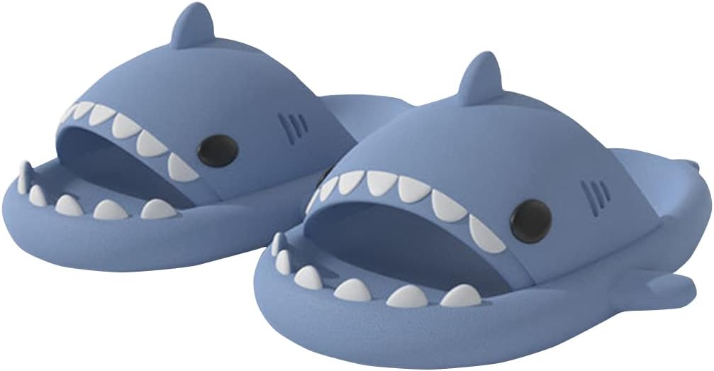 

Унисекс шлепанцы Cydmoty EVA с открытым носком в виде акулы, милые шлепанцы для женщин и мужчин, летние с легкой подошвой, повседневные пляжные сандалии, синий