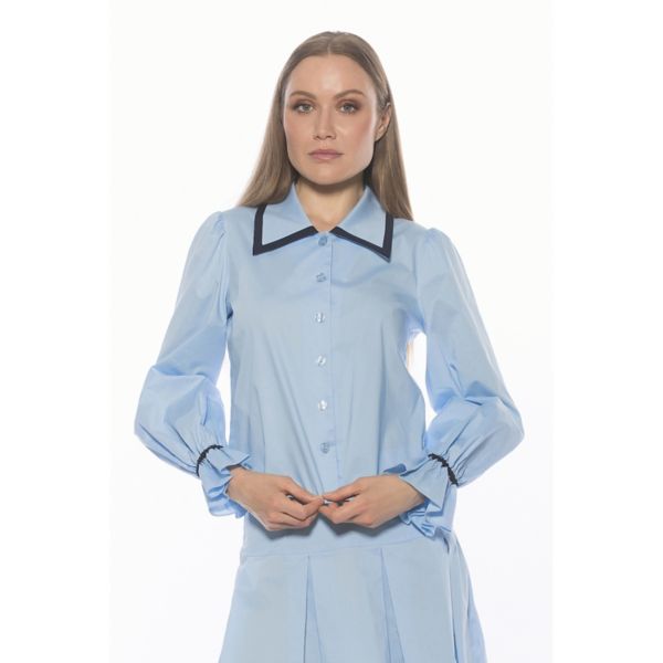 

Женская блузка с длинным рукавом и контрастным воротником Alexia Admor, цвет halogen blue