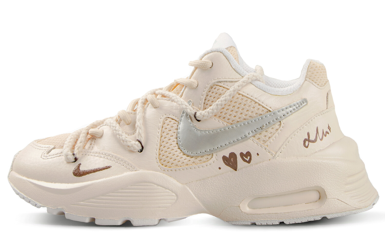 

Кроссовки Air Max Fusion женские с низким верхом цвета «белый/серебристый/коричневый» Nike