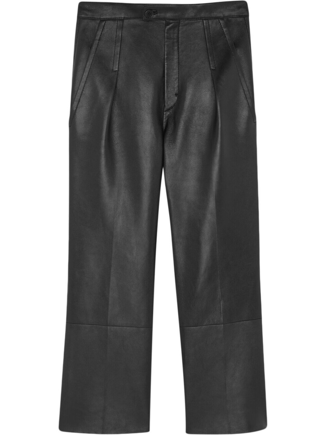 

Saint Laurent кожаные брюки со складками, черный
