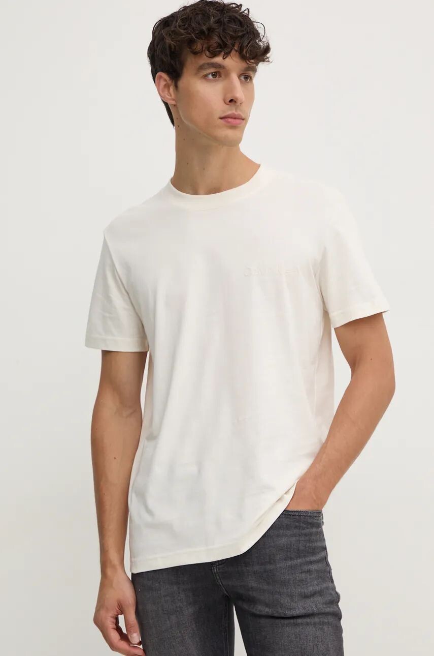 

Хлопковая футболка Calvin Klein Jeans, бежевый