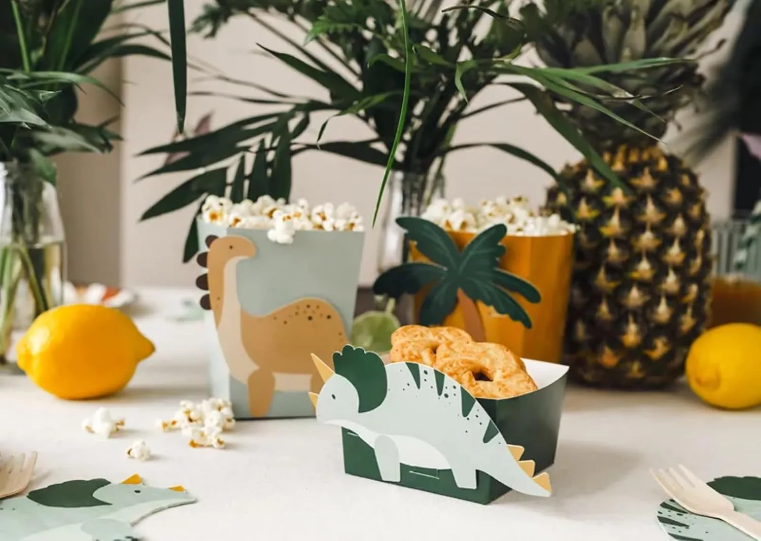 Набор из 6 закусочных коробочек Dino Dinosaur для попкорна и закусок, картонные, для вечеринки Libetui — фото 2